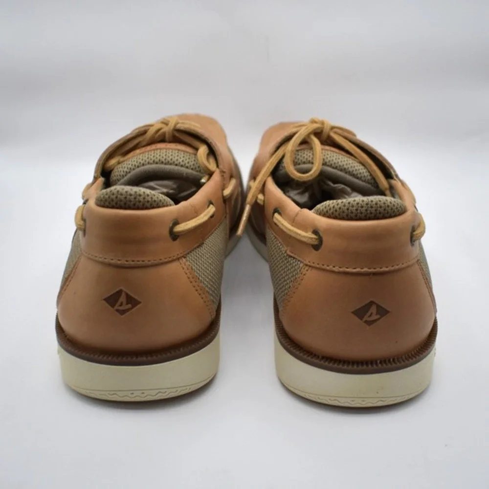 Sperry Top-Sider Surveyor 2-Eye Linen Leather Boat Shoes Size 13 Tan‎ STS22066
